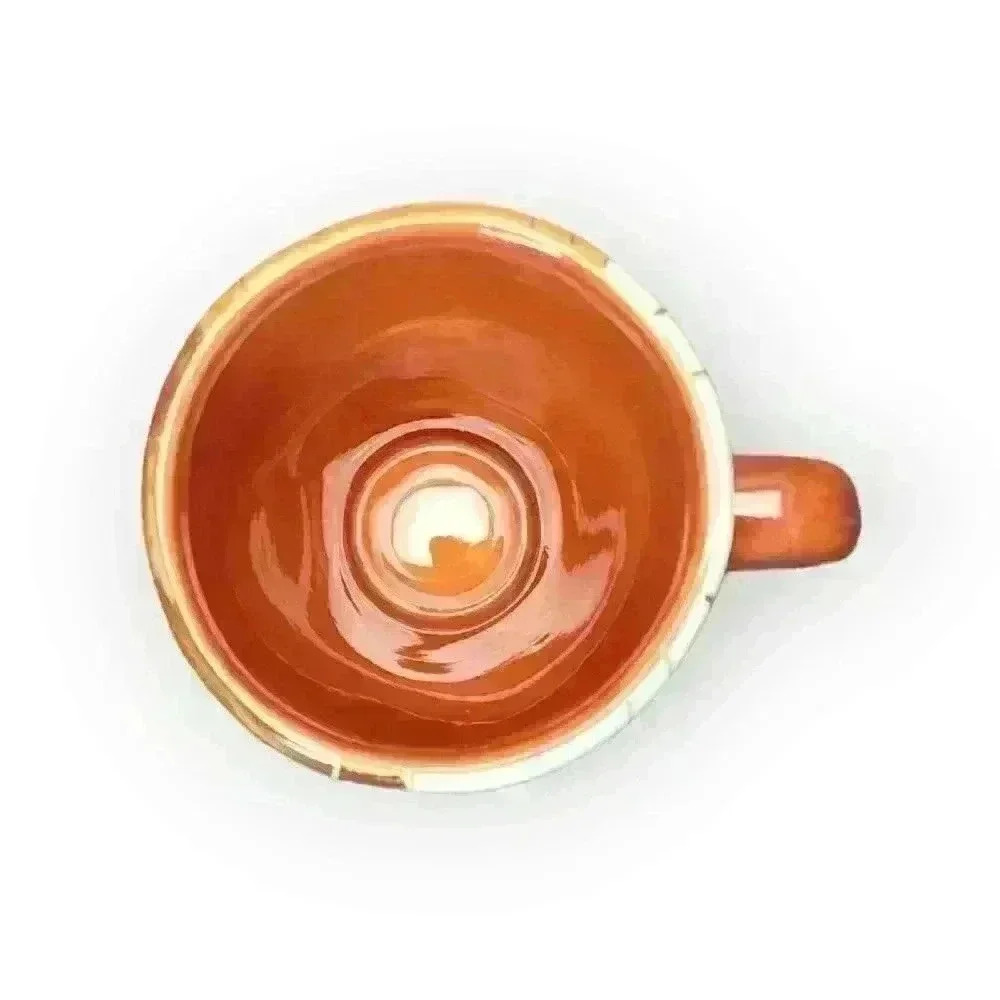 Pier 1 Imports Canyon Stripe 16oz Coffee Mug Tea Cup Hand Painted Orange & White - Picture 5 of 7